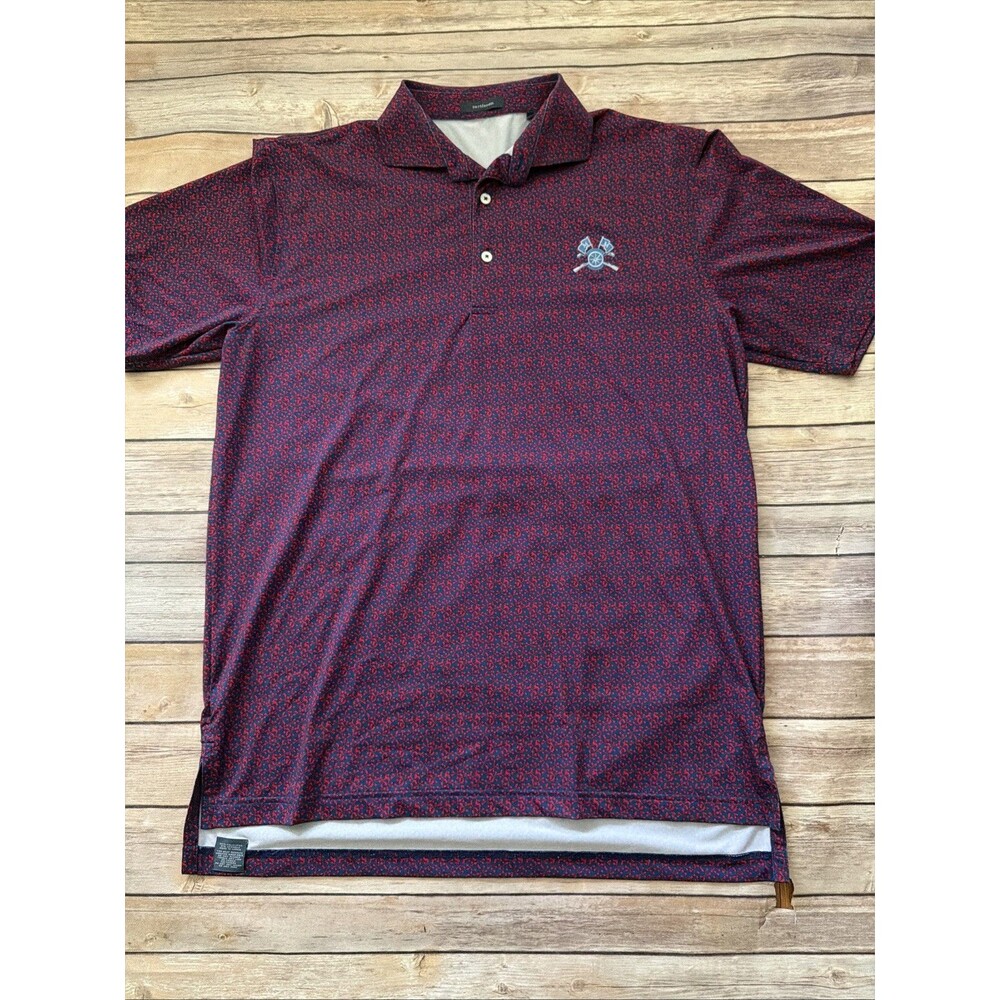 Turtleson Golf Polo Short Sleeve Men's M Geometric Atom Floral Pattern Red Blue